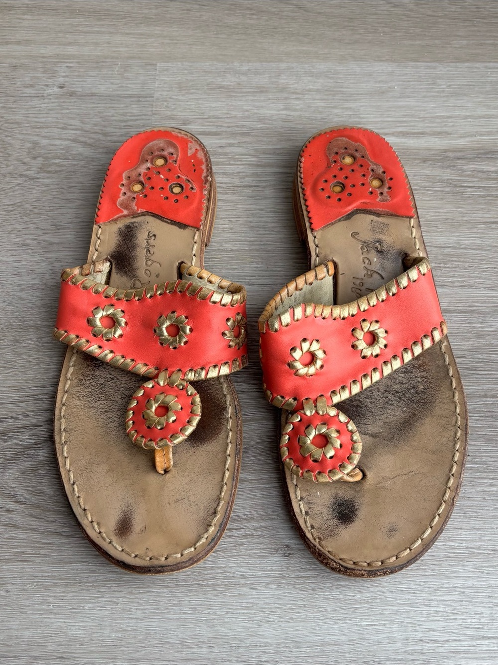Jack Rogers Coral Leather Sandals